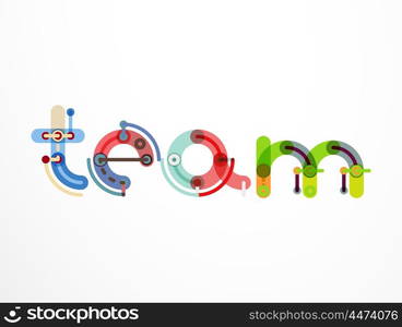 Team word lettering banner. Team word lettering banner. Geometric thin line minimal design