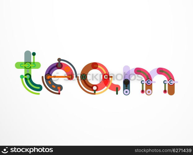 Team word lettering banner. Team word lettering banner. Geometric thin line minimal design