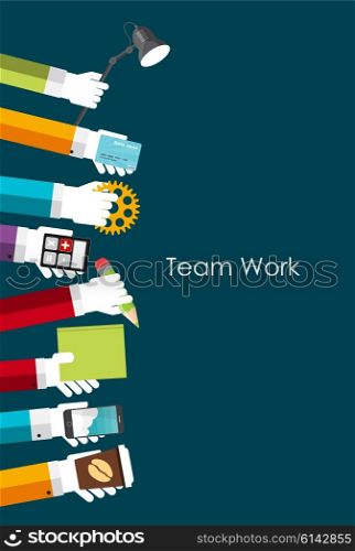 Team Work Flat Concept Vector Illustration. EPS10