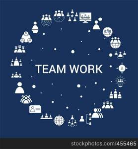 Team Work Icon Set. Infographic Vector Template