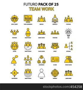 Team Work Icon Set. Yellow Futuro Latest Design icon Pack