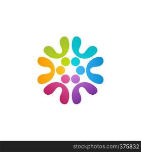 team work logo, global people connection symbol icon vector design illustration