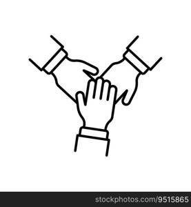 Teamwork Alliance Partnership Help Together Hand Outline Icon. Collaboration Group Team Job Linear Pictogram. Company Participation Line Icon. Editable Stroke. Isolated Vector Illustration.. Teamwork Alliance Partnership Help Together Hand Outline Icon. Collaboration Group Team Job Linear Pictogram. Company Participation Line Icon. Editable Stroke. Isolated Vector Illustration