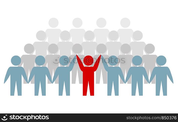 teamwork and leadership icon on white, stock vector illustration