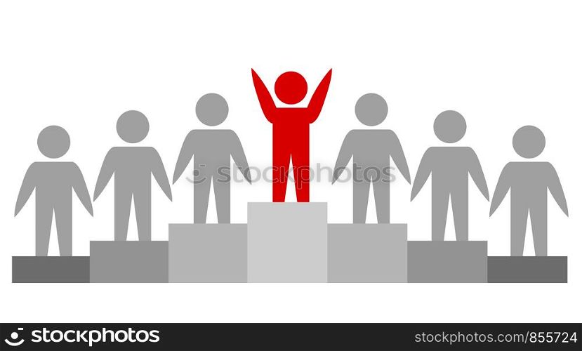 teamwork and leadership icon on white, stock vector illustration