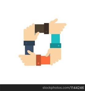 Teamwork, Business, Collaboration, Hands, Partnership, Team Flat Color Icon. Vector icon banner Template