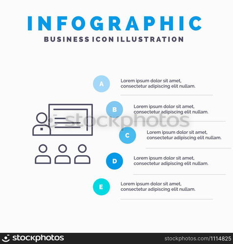 Teamwork, Business, Human, Leadership, Management Line icon with 5 steps presentation infographics Background