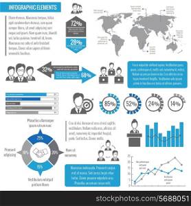 Teamwork business meeting global networking effective management infographic elements vector illustration