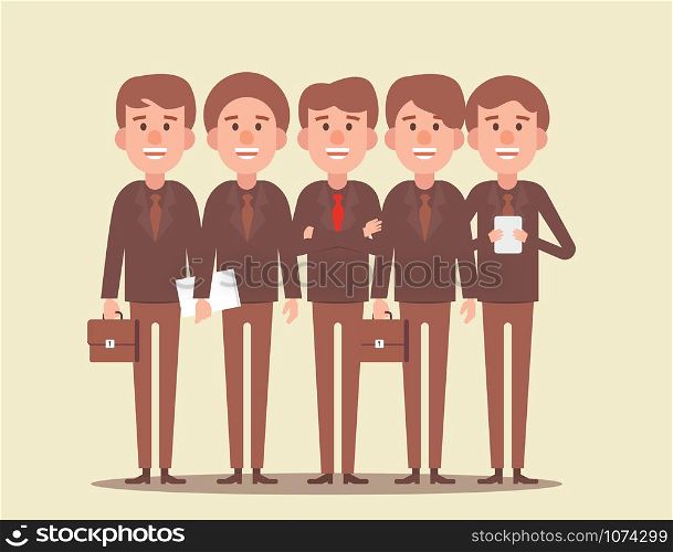 Teamwork. Business team led by the chief. Concept business vector illustration.