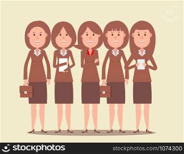 Teamwork. Business team led by the chief. Concept business vector illustration.