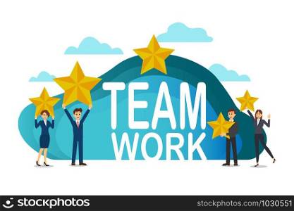 Teamwork businessman, success. vector illustration.