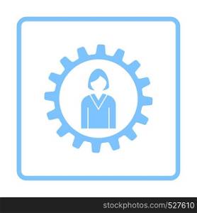 Teamwork Icon. Blue Frame Design. Vector Illustration.
