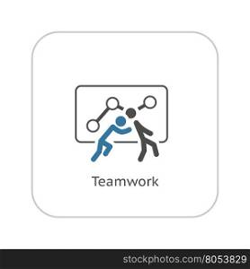 Teamwork Icon. Flat Design.. Teamwork Icon. Flat Design. One Person Pushes Another. Isolated Illustration. App Symbol or UI element.