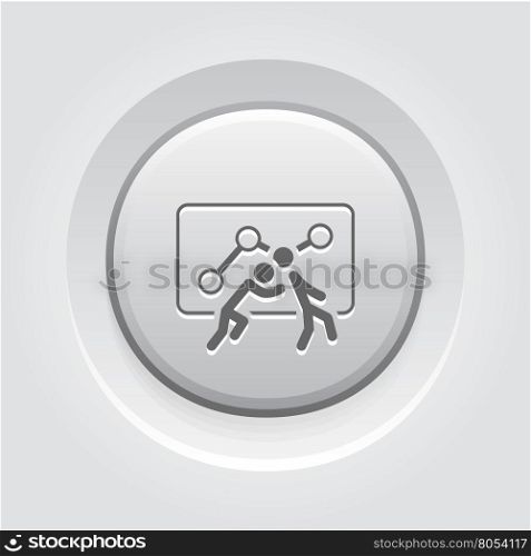 Teamwork Icon. Grey Button Design.. Teamwork Icon. Grey Button Design. One Person Pushes Another. Isolated Illustration. App Symbol or UI element.