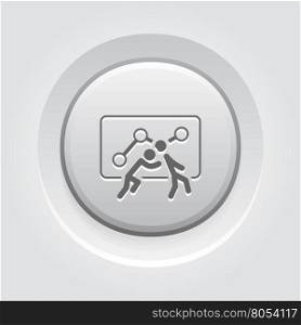 Teamwork Icon. Grey Button Design.. Teamwork Icon. Grey Button Design. One Person Pushes Another. Isolated Illustration. App Symbol or UI element.