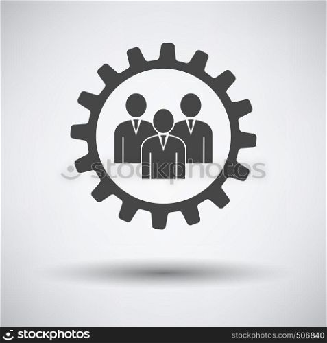 Teamwork Icon on gray background, round shadow. Vector illustration.