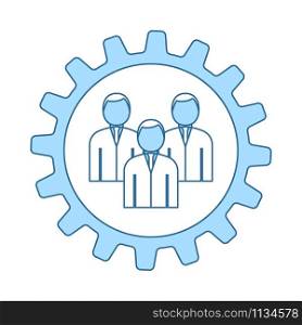 Teamwork Icon. Thin Line With Blue Fill Design. Vector Illustration.