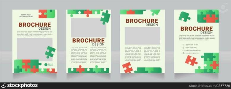 Teamwork in business blank brochure design. Template set with copy space for text. Premade corporate reports collection. Editable 4 paper pages. Roboto Black, Roboto, Nunito Light fonts used. Teamwork in business blank brochure design