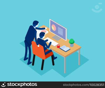 Teamwork isometric with collaboration . Business team concept. Isometric cartoon vector style design