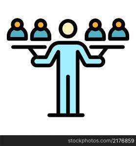 Teamwork management icon. Outline teamwork management vector icon color flat isolated. Teamwork management icon color outline vector