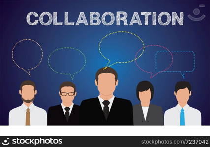Teamwork people and Business concept , collaboration text, speech talk bubble icon, vector design.