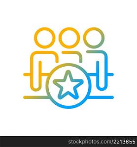 Teamwork reward gradient linear vector icon. Successful partnership for project. Achievement in competition. Thin line color symbol. Modern style pictogram. Vector isolated outline drawing. Teamwork reward gradient linear vector icon