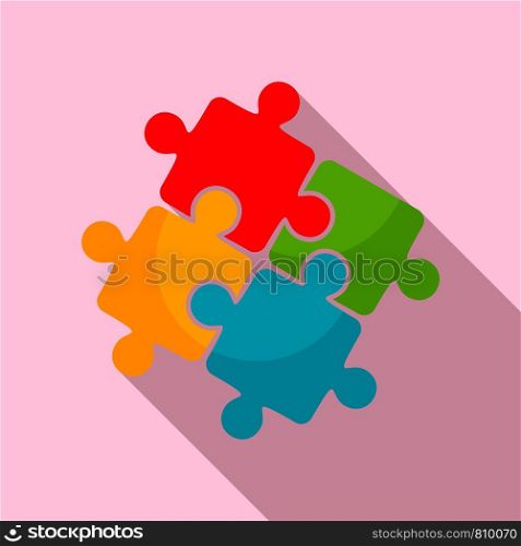 Teamwork solution puzzle icon. Flat illustration of teamwork solution puzzle vector icon for web design. Teamwork solution puzzle icon, flat style