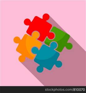 Teamwork solution puzzle icon. Flat illustration of teamwork solution puzzle vector icon for web design. Teamwork solution puzzle icon, flat style