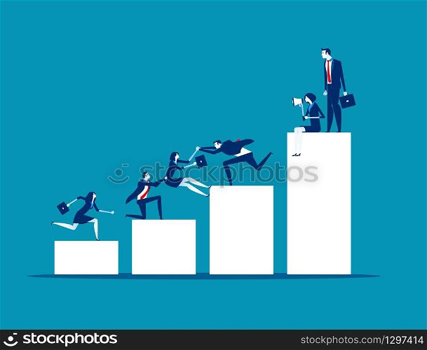 Teamwork Success. Business people help colleagues, Concept business vector illustration, Flat business cartoon design, Advertising material.