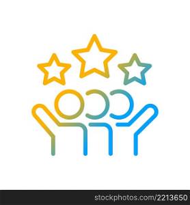 Teamwork success gradient linear vector icon. Achievement for group project. Star rating for review. Thin line color symbol. Modern style pictogram. Vector isolated outline drawing. Teamwork success gradient linear vector icon