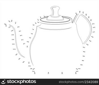 Teapot Icon Connect The Dots, Tea Pot Icon, Tea Kettle Icon Vector Art Illustration, Puzzle Game Containing A Sequence Of Numbered Dots