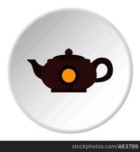 Teapot icon in flat circle isolated vector illustration for web. Teapot icon circle