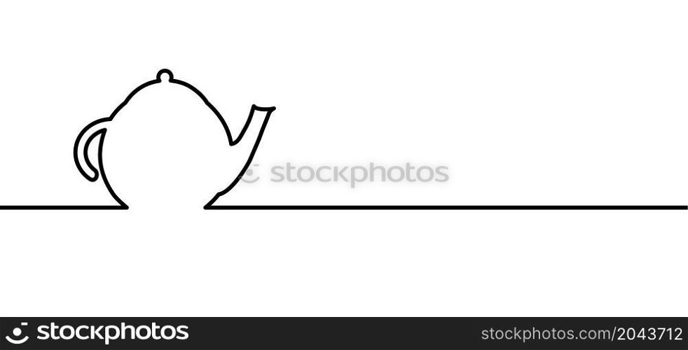 Teapot icon. Tea pot line drawing pattern silhouette Vector kitchen sign.