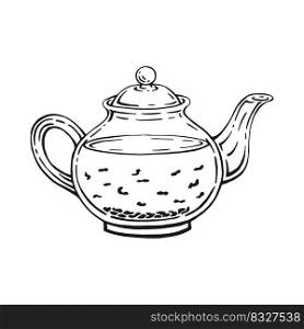 Teapot on white background. Hand drawn vector illustration.