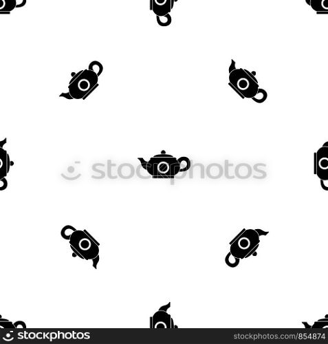 Teapot pattern repeat seamless in black color for any design. Vector geometric illustration. Teapot pattern seamless black