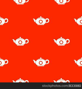 Teapot pattern repeat seamless in orange color for any design. Vector geometric illustration. Teapot pattern seamless