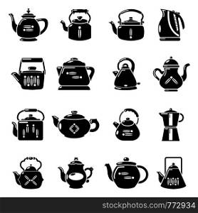 Teapot sport icons set. Simple illustration of 16 teapot vector icons for web. Teapot icons set, simple style