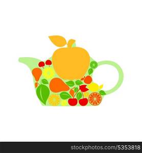 Teapot. Teapot made of fruit and berries. A vector illustration