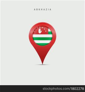 Teardrop map marker with flag of Abkhazia. Abkhazian flag inserted in the location map pin. 3D vector illustration isolated on light grey background.. Teardrop map marker with flag of Abkhazia. 3D vector illustration
