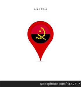 Teardrop map marker with flag of Angola. Angolan flag inserted in the location map pin. Flat vector illustration isolated on white background.. Teardrop map marker with flag of Angola. Flat vector illustration isolated on white