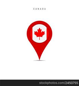 Teardrop map marker with flag of Canada. Canadian flag inserted in the location map pin. Flat vector illustration isolated on white background.. Teardrop map marker with flag of Canada. Flat vector illustration isolated on white