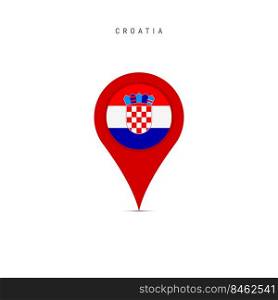 Teardrop map marker with flag of Croatia. Croatian flag inserted in the location map pin. Flat vector illustration isolated on white background.. Teardrop map marker with flag of Croatia. Flat vector illustration isolated on white