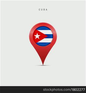 Teardrop map marker with flag of Cuba. Cuban flag inserted in the location map pin. 3D vector illustration isolated on light grey background.. Teardrop map marker with flag of Cuba. 3D vector illustration
