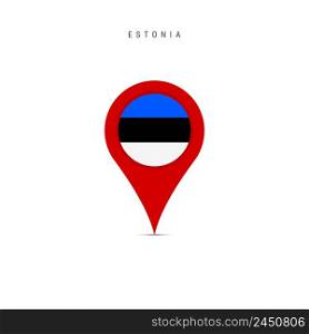 Teardrop map marker with flag of Estonia. Estonian flag inserted in the location map pin. Flat vector illustration isolated on white background.. Teardrop map marker with flag of Estonia. Flat vector illustration isolated on white