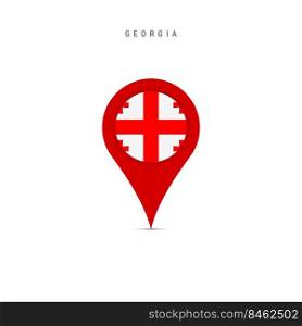 Teardrop map marker with flag of Georgia. Georgian flag inserted in the location map pin. Flat vector illustration isolated on white background.. Teardrop map marker with flag of Georgia. Flat vector illustration isolated on white