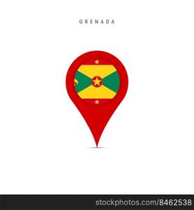 Teardrop map marker with flag of Grenada. Grenadian flag inserted in the location map pin. Flat vector illustration isolated on white background.. Teardrop map marker with flag of Grenada. Flat vector illustration isolated on white