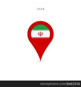 Teardrop map marker with flag of Iran. Iranian flag inserted in the location map pin. Flat vector illustration isolated on white background.. Teardrop map marker with flag of Iran. Flat vector illustration isolated on white