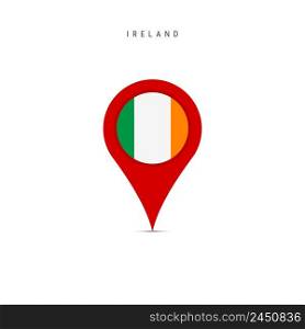 Teardrop map marker with flag of Ireland. Irish flag inserted in the location map pin. Flat vector illustration isolated on white background.. Teardrop map marker with flag of Ireland. Flat vector illustration isolated on white
