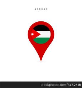 Teardrop map marker with flag of Jordan. Hashemite Kingdom of Jordan flag inserted in the location map pin. Flat vector illustration isolated on white background.. Teardrop map marker with flag of Jordan. Flat vector illustration isolated on white