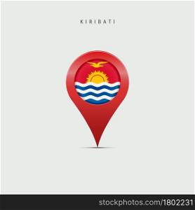 Teardrop map marker with flag of Kiribati. Republic of Kiribati flag inserted in the location map pin. 3D vector illustration isolated on light grey background.. Teardrop map marker with flag of Kiribati. 3D vector illustration